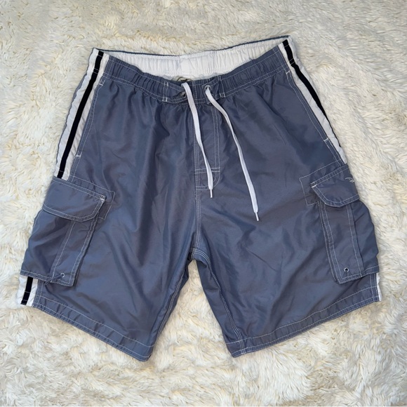 Panama Jack men’s Gray/blue swim trunk medium mesh liner 7” inseam - Picture 1 of 7